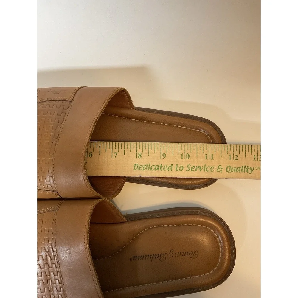 Tommy Bahama‎ Gennadi Palms Slide Sandals Men's Sz 11 Brown Textured Leather